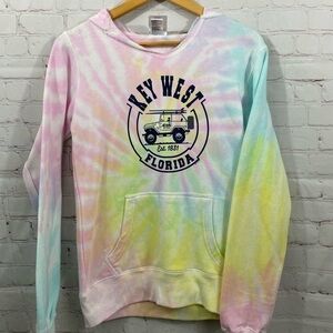 Key West Color Touch Jeep Hoodie Womens Size Small Cotton Candy Tie Dye Casual